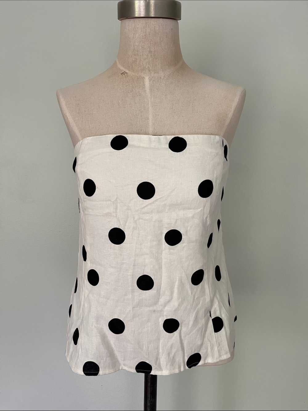 Ann Taylor Strapless Black Polka Dot White Top - Picture 5 of 10